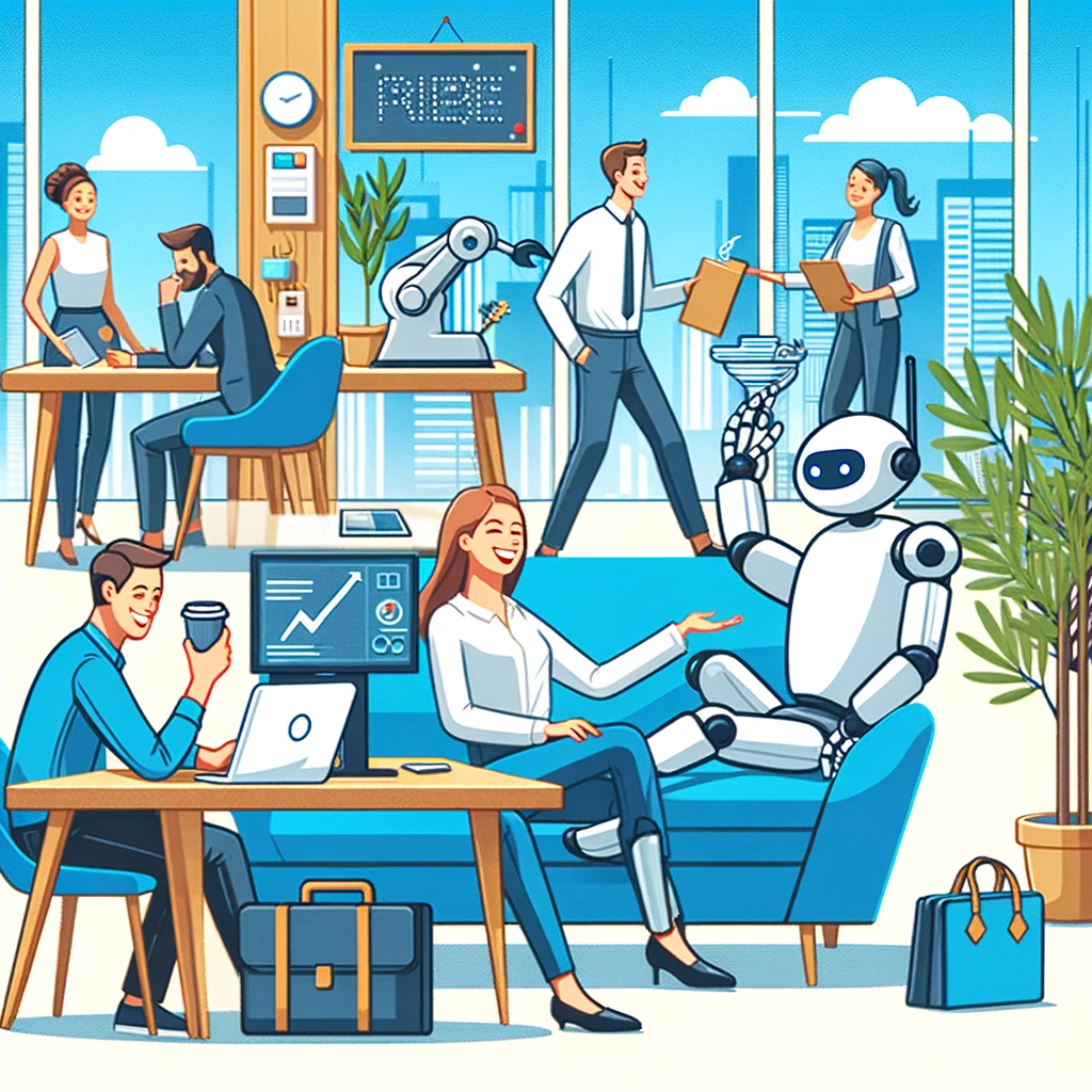 Mitarbeiter genießen Work-Life-Balance in einem automatisierten, produktiven Arbeitsumfeld.